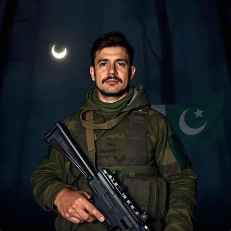 A pakistani man holding a gun that says quot war quot on it | Premium ...