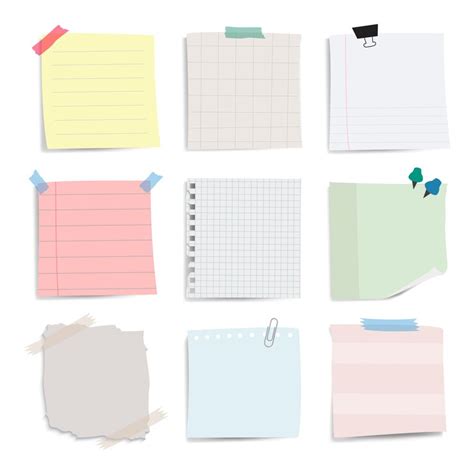 Blank reminder paper notes vector set | Free Vector