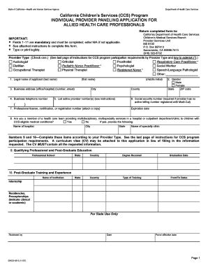 Fillable Online dhcs ca ccspanelingstatus form Fax Email Print - pdfFiller