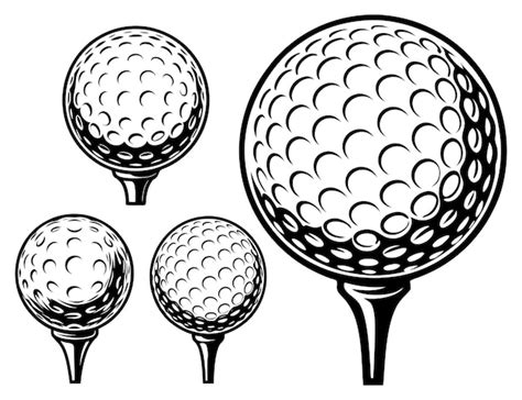 Monochrome golf ball illustrations with dimple textures | Premium Vector