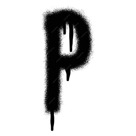 Graffiti font alphabet p with black spray paint. | Premium Vector