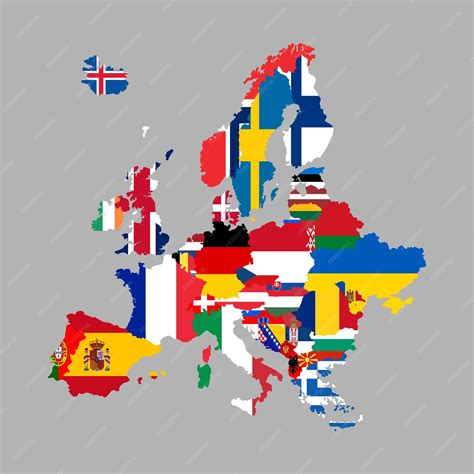 Premium Vector | Europe map and flag icons geography borders of ...