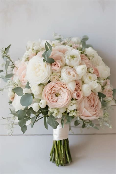 Blush pink and white wedding bouquet | Pink wedding flowers, Wedding ...