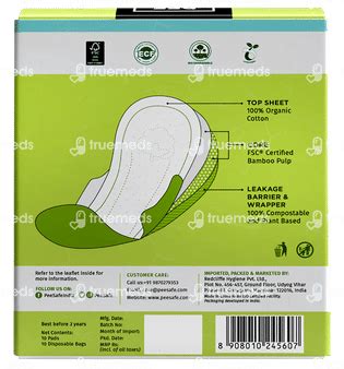 Pee Safe Biodegradable Sanitary Pads Overnight Pack Of 10 - Uses, Side ...
