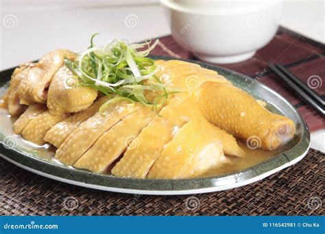Chinese Style Steamed Chicken Cuisine Stock Image - Image of green ...