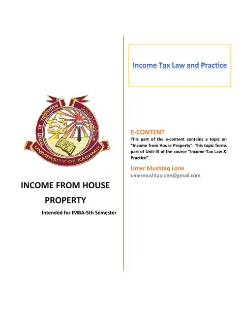 Income FROM House Property - INCOME FROM HOUSE PROPERTY ...