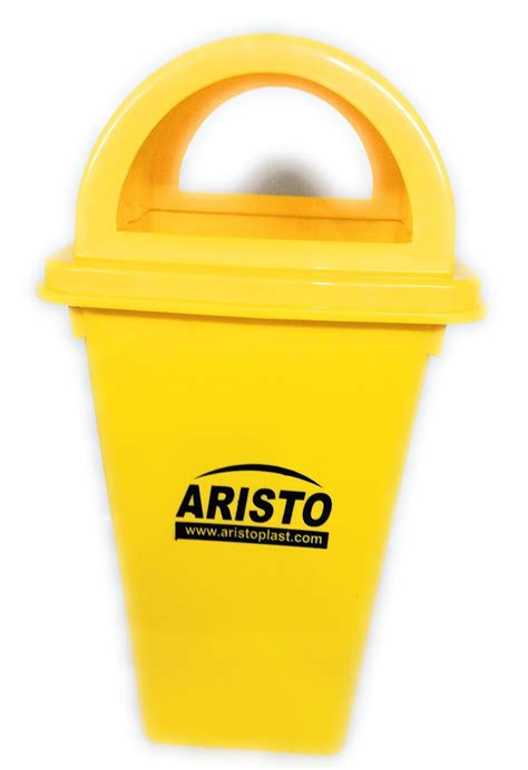 Square Dome Lid Big Garbage Waste Dustbin Trash Bucket 60 Liters Yellow ...