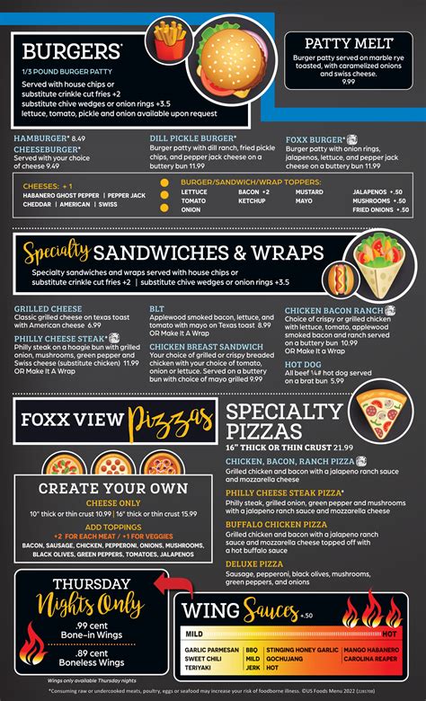 Food Menu - Foxx View Lanes