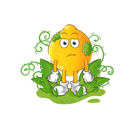 Zitrone wartet zu lange Maskottchen. Cartoon-Vektor | Premium Vektor