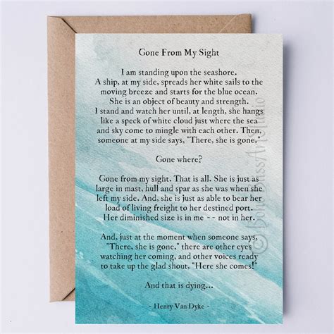 Sympathy Card Mother Wife Daughter PRINTABLE Sympathy Poem Gone From My ...