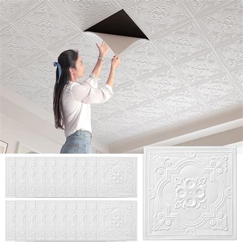 20PCS 3D Wall Panels, Peel and Stick Ceiling Tiles, Thickened PVC ...