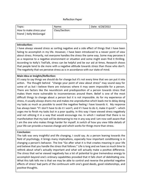 Image result for Reflection Paper Outline