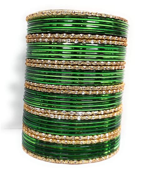 Buy Naseem Bangle Green Metal & Base Metal Bangles for Women - Set of ...