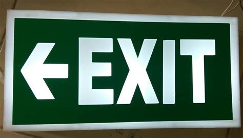 Acrylic EXIT Glow Sign Board with LED Lights, Size 10 x 7 inch, from ...