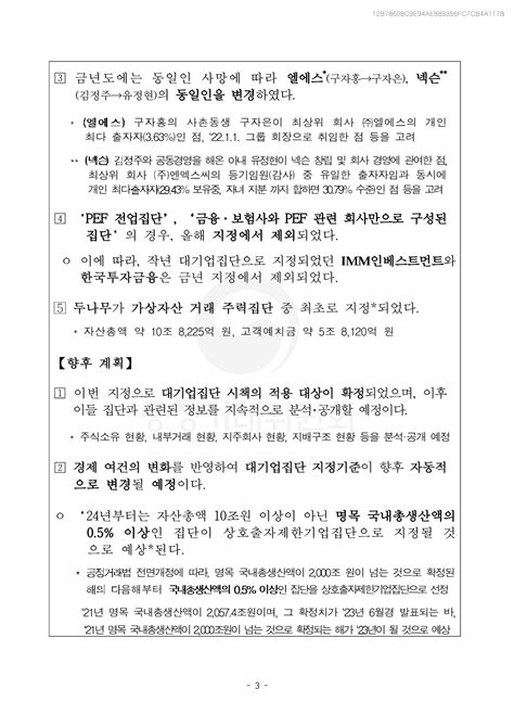 2022년도 대기업집단 지정결과 - 주식 - 에펨코리아