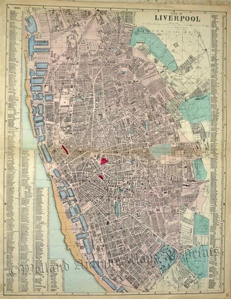 'PLAN OF LIVERPOOL' by G. W. Bacon c.1883 (backed on linen) - Welland ...