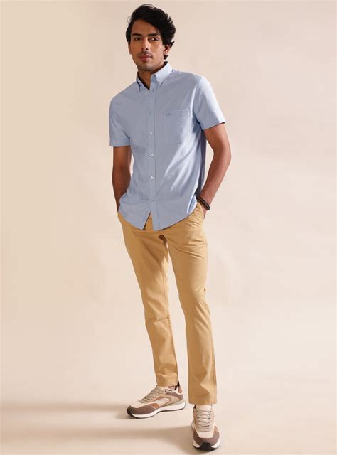 Riviera Blue Shirt Semi Casual Blue Solid Shirts for Men Online | Andamen