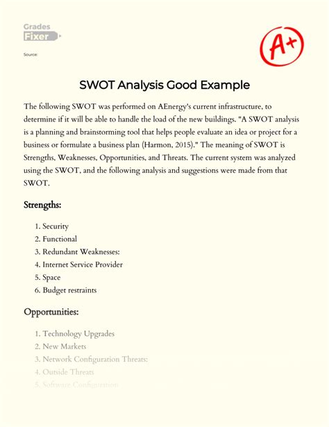 Image result for SWOT Paper Example
