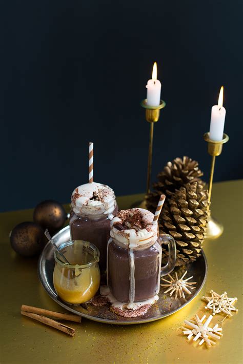 Sweet indulgence: Spiced hot chocolate with salted caramel sauce