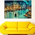 Inephos Cotton and Wood Night Venice Framed Painting, Multicolour ...
