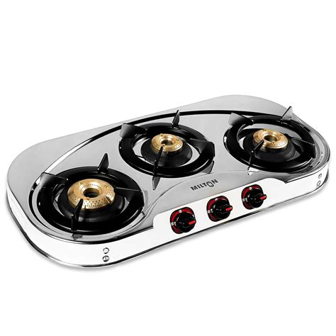 MILTON Royal Stainless Steel LPG Gas Stove 3 Burners | ISI Certified ...