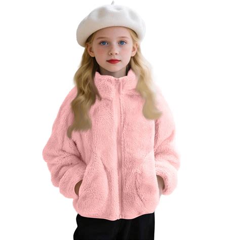 CCRFTGI Girls Fleece Jacket Fuzzy Full-Zip Outwear Coat Warm Fall ...