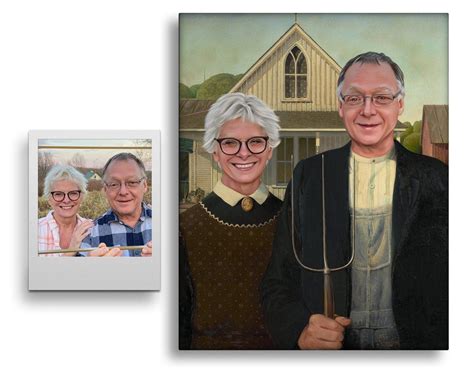 Personalized American Gothic Painting - Farmer and Wife Painting - Pixels Photo Art