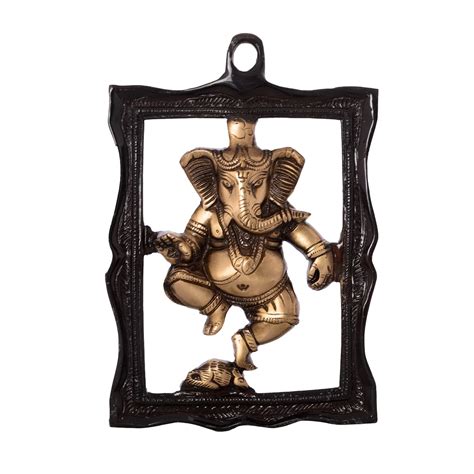 Ganesha in Frame Brass Wall Hanging - eCraftIndia Online