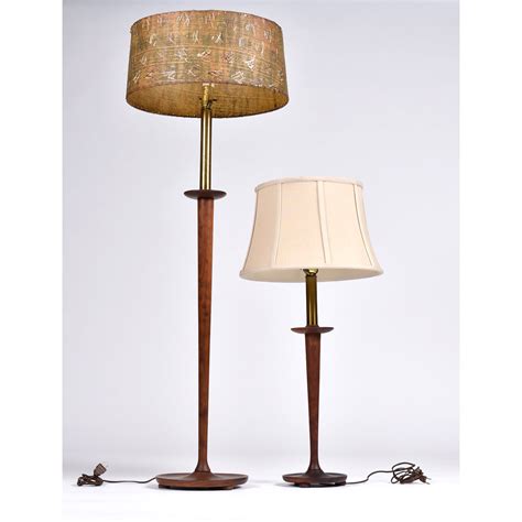 Vintage Danish Modern Walnut Floor Lamp with Matching Table Lamp