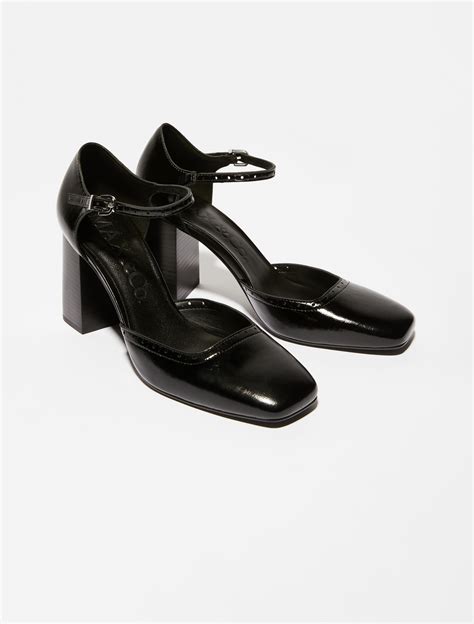 Leather Mary Jane pumps, black | MAX&Co.