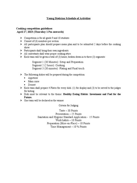 Image result for Cooking Contest Programme Sample