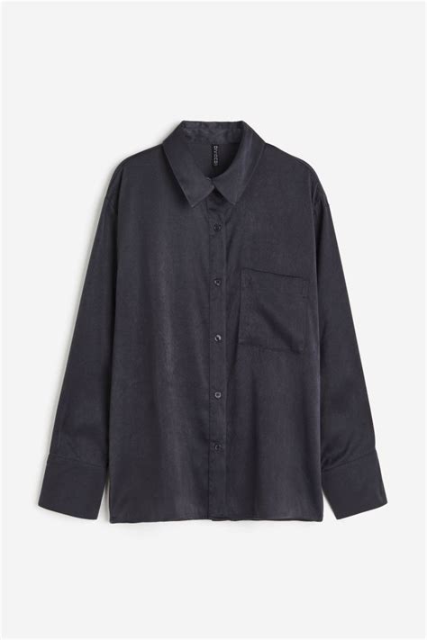 Shirt with a sheen - Dark grey - Ladies | H&M IN