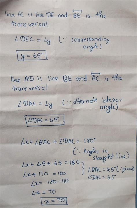 in the given figure given below AC||DE and AD||CE if angle BAC=45°and ...