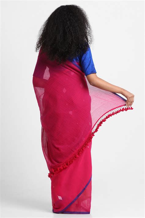 Pink Cotton Jamdani Saree – Via East