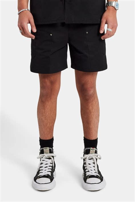 Carpenter Nylon Embroidered Short - Black | Mens Shorts | Shop Plain ...