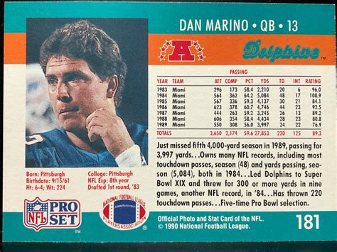 Dan Marino #181 Prices | 1990 Pro Set | Football Cards