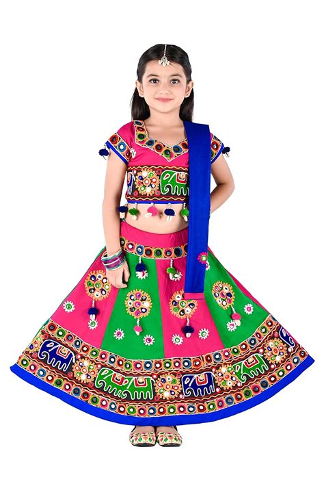 Buy AHHAAAA Kids Ethnic Cotton Blend Radha Dress/Lehenga Choli/Chania ...