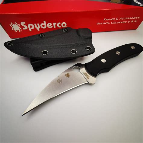 Knife, SPYDERCO Fixed Blade With Sheath. Tourist Knife, Knife Camping ...