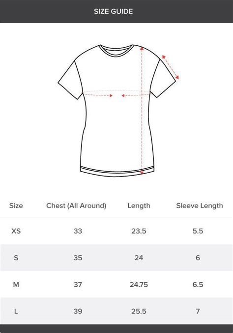 Womens Tee Size Chart – Ruse