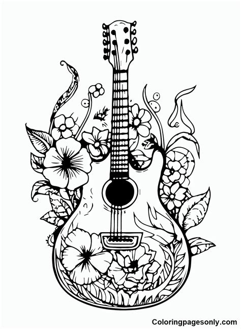 Printable Coloring Pages Guitar [2025]