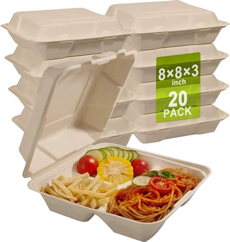 CVIUYO Rigid Compostable Clamshell Sugarcane Bagasse Takeaway Burger ...