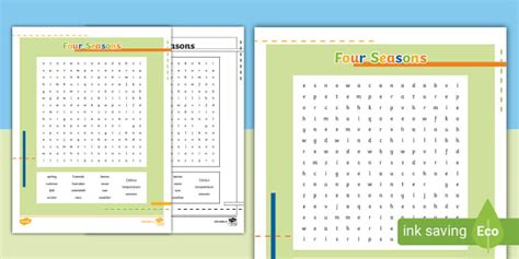 The Four Seasons Across Canada Word Search