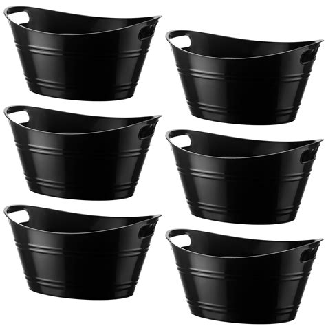 Amazon.com: Patelai 6 Pcs Ice Buckets Bulk, Plastic Ice Buckets with Handles, Oval Storage Tub ...
