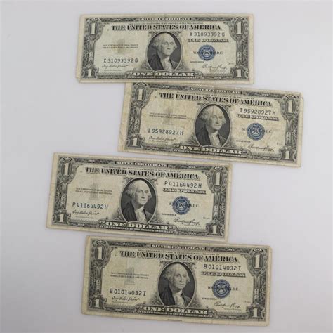 1935-E US Silver Certificate One Dollar; 4 Bills | Property Room