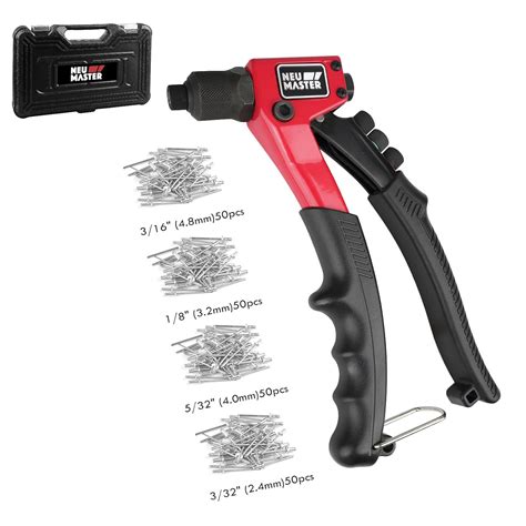NEU MASTER Rivet Gun with 200Pcs Rivets, Non-slip Riveter Nail Gun with ...