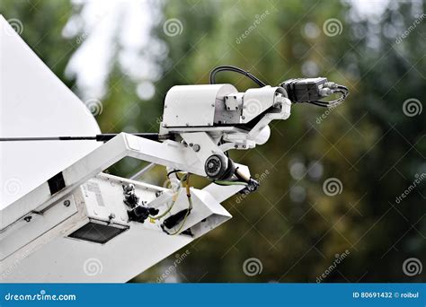 Satellite News Gathering Antenna Stock Photo - Image of mobile ...