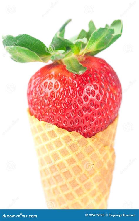 Strawberry in a Waffle Cone Stock Photo - Image of sweet, calories ...