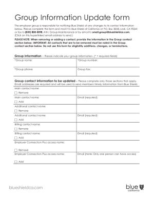 Fillable Online group information update form - Blue Shield of ...