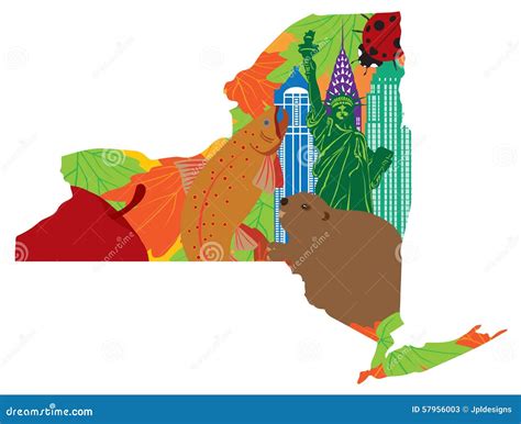 State of New York Official Map Symbols Vector Illustration Stock Vector ...