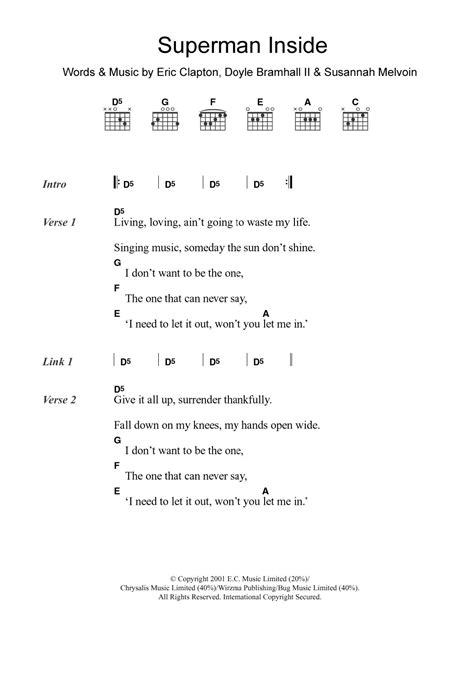 Superman Inside by Eric Clapton - Guitar Chords/Lyrics - Guitar Instructor